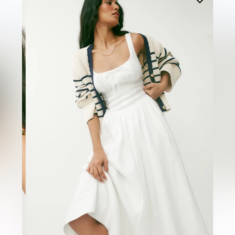 Reformation Balia 100% Linen Dress - White - Picture 3 of 9